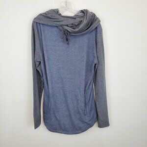 ARSNL Men's cowl neck pullover hoodie in gray and blue